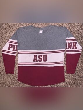 PINK Victoria's Secret ASU Long Sleeve Tee - Gray & Maroon & White